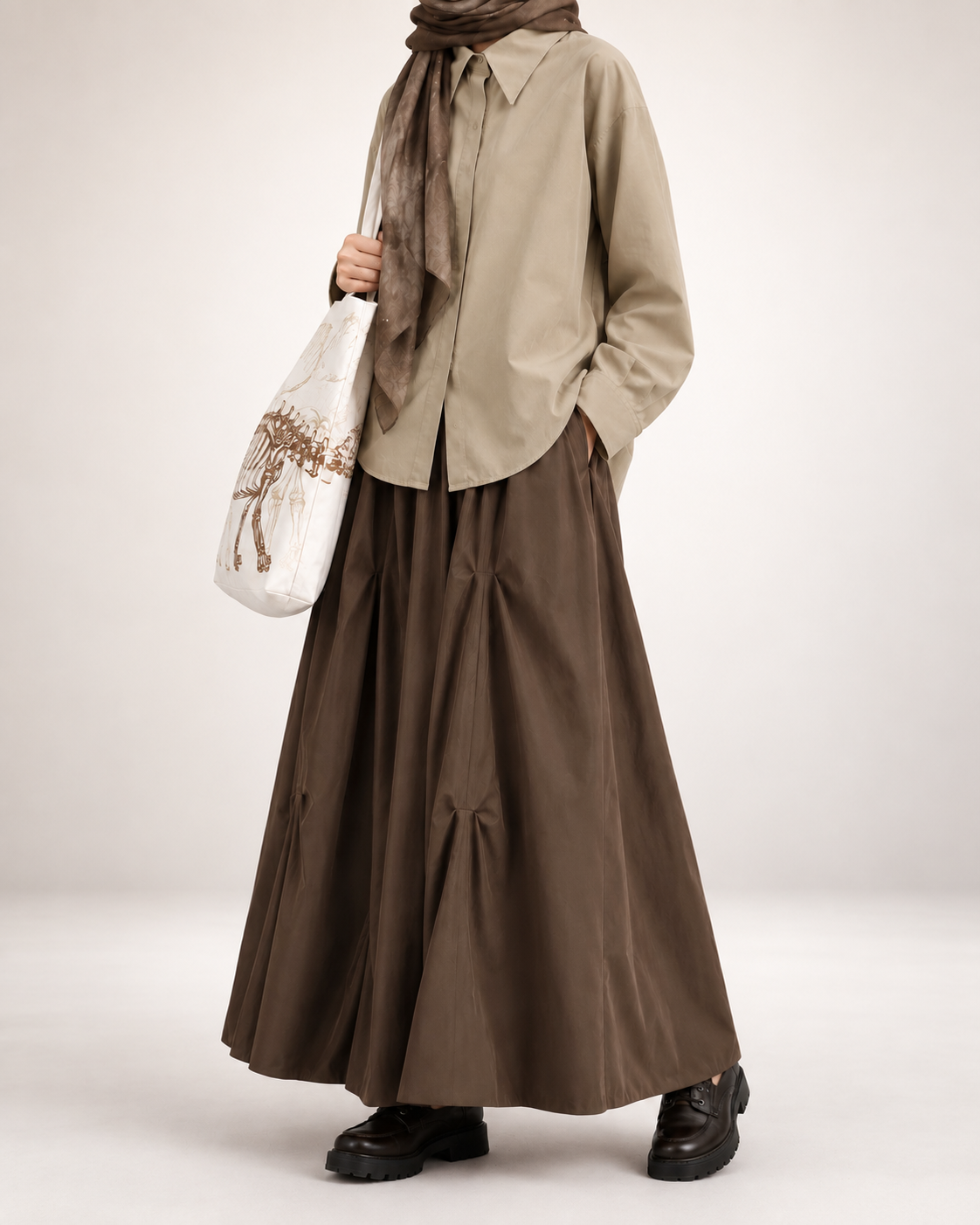 BBPS-3 Women's Budding Blossom Puff Skirt — Brown - Image 1