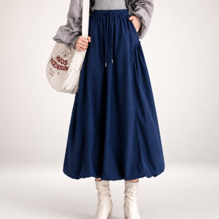 Women's Bud & Flare Midi Skirt — Blue